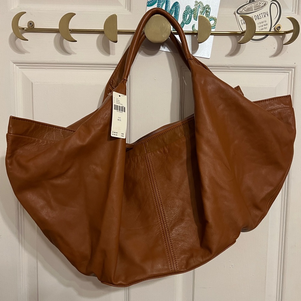 Anthropologie Brown Leather Large Tote Bag